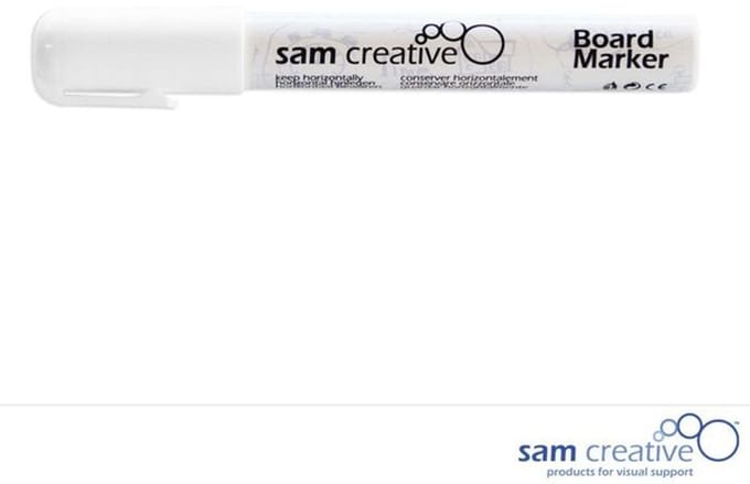 Sam Creative Whiteboard Glassboard Stiften - Standaard - Ronde punt - Nat uitwisbaar - Wit - 1 stuks