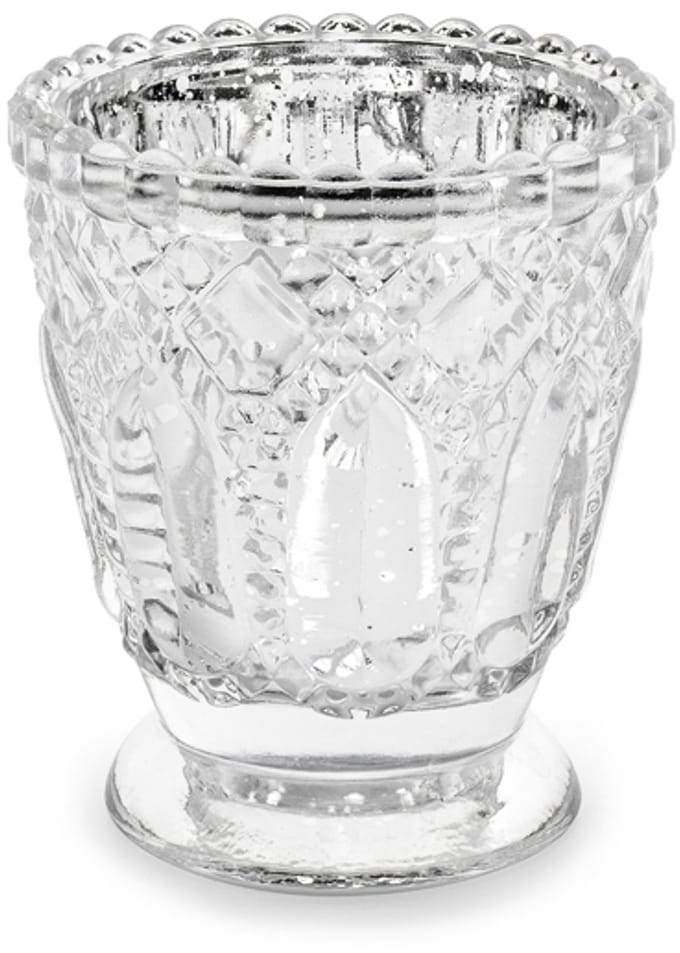 PARTYDECO - 4 transparante glazen theelichthouders 8 cm voor Kerstmis