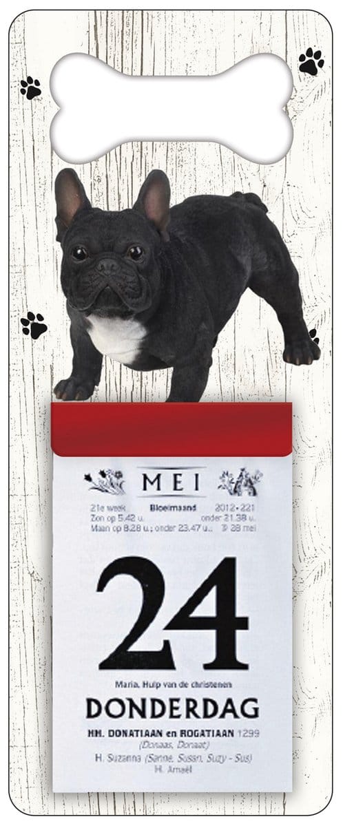 Scheurkalender 2027 Hond: Buldog zwart