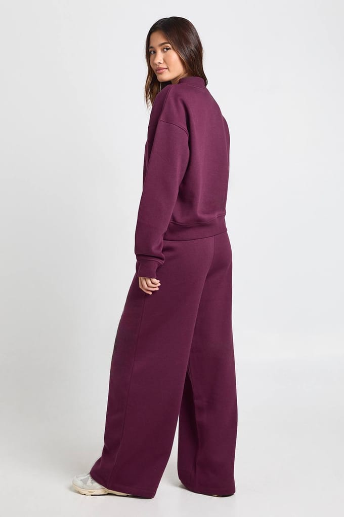 boohoo Dames Verlengde Hals Sweatshirt Trainingspak | Plum | Maat: Small