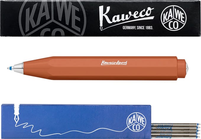 Kaweco - Balpen - Skyline Sport - Fox (Roodbruin) - Met doosje Balpenvullingen MEDIUM Blauw