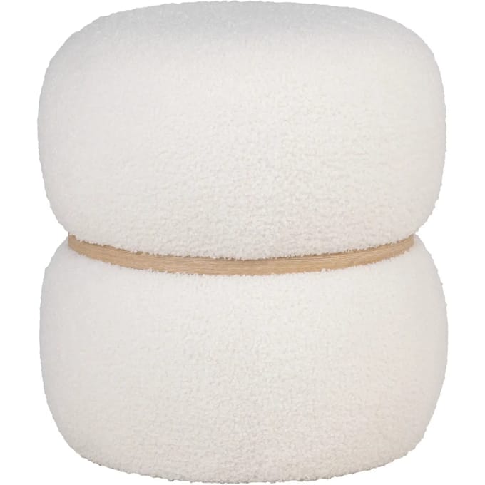 House Nordic Poef Milford Bouclé Wit Ø38x41cm