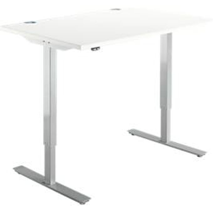 Schäfer Shop  Select Bureautafel START UP, eentraps elektr. in hoogte verstelbaar, B 1200 mm, wit/blank aluminium
