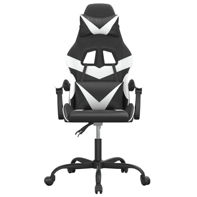 vidaXL - Gamestoel - draaibaar - kunstleer - zwart - en - wit