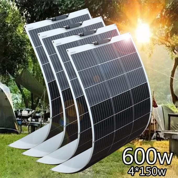 Kit de panneaux solaires flexibles, 600W de puissance, configuration de 4 panneaux, 600w 4pcs 150w