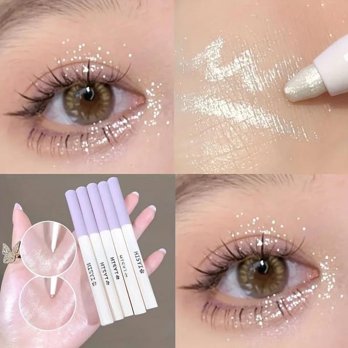 Glitter Highlighter Eyeliner Pen 3D Gezichtsmake-up Parelmoer Diamant Verhelderende Ooglid Onder de Plooien Oogschaduw Stick gray