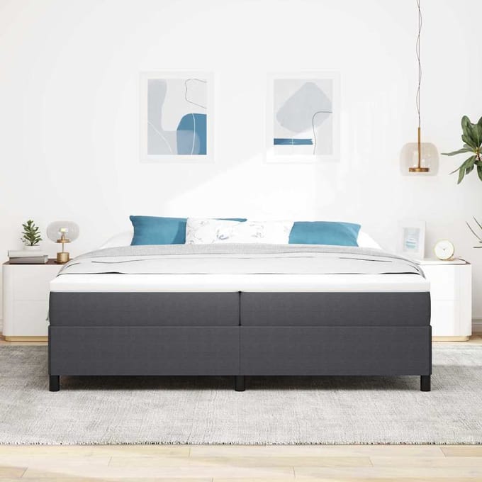vidaXL - Boxspring - bed - Donkergrijs - 200 - x - 200 - cm - Corduroy - stof