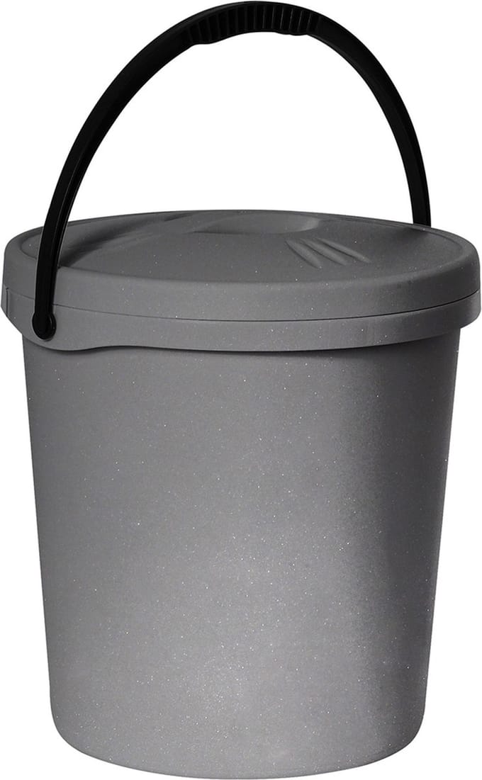 Plast Team - Emmer met deksel en handvat, 16 liter - grijs