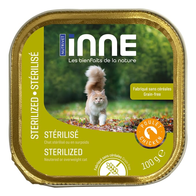 16x100g Nutrivet Inne Kat Sterilised Kip Natvoer