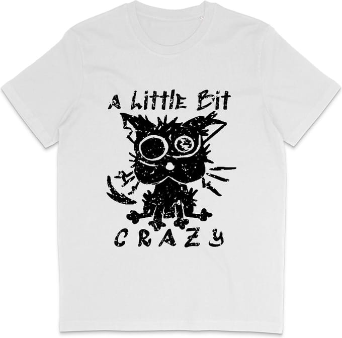Grappig Heren Dames T Shirt - Een Klein Beetje Gek - Wit - L