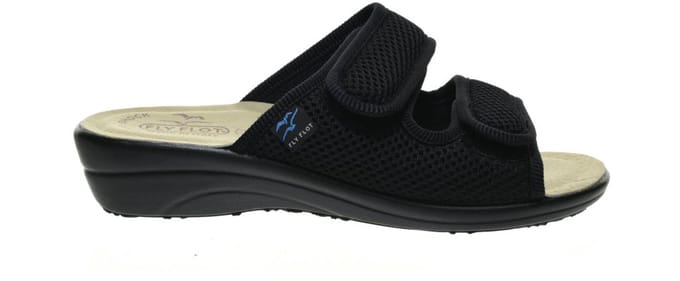 Fly Flot Velcro Zwart Slipper Gaatjes maat 40