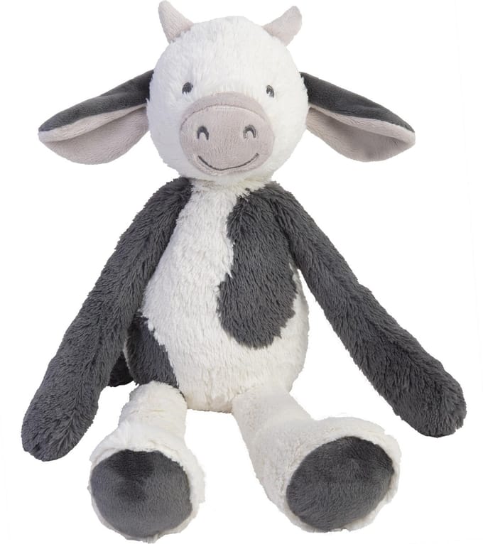 Happy Horse Koe Casper Knuffel 48cm - Wit/Grijs - Baby Knuffel