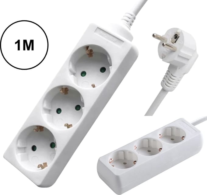 PD® Stekkerdoos 3-voudig + RA + 1m: Efficiënt Energiebeheer voor Elk Apparaat!