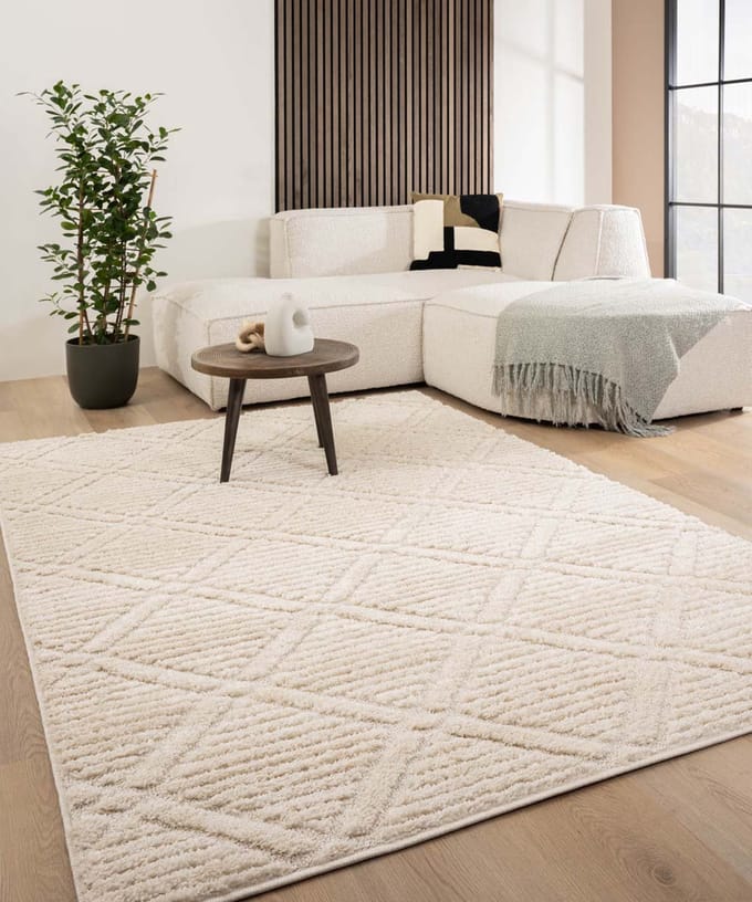Scandinavisch vloerkleed - Arc Gem crème 120x170