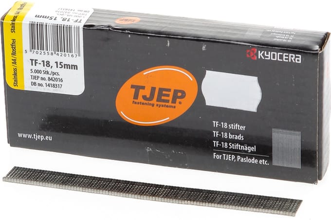 Minibrad 18G 1.2mm l= 15mm recht RVS (5000)
