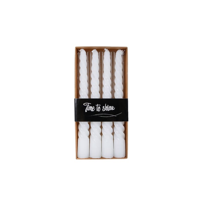 Tafelkaars twist wit 4uur 4stuks 2,2x2,2x19cm