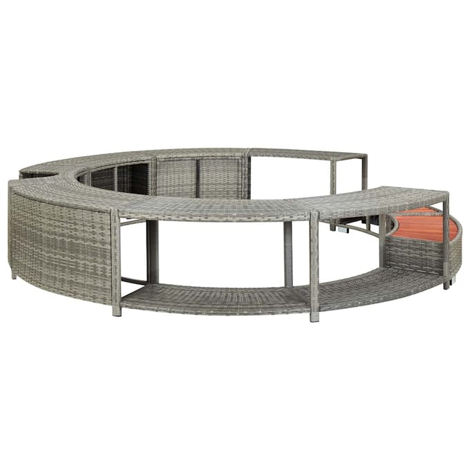 vidaXL - Hottub-ombouw - poly - rattan - grijs