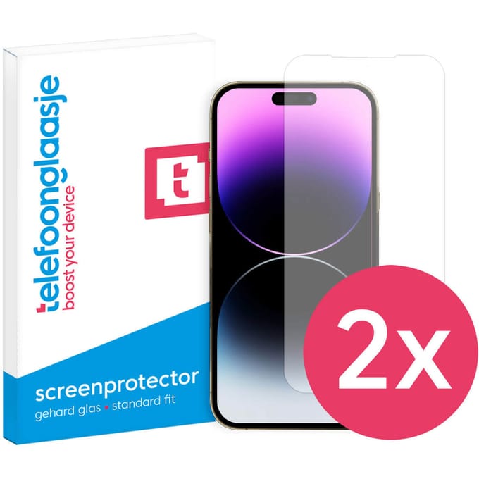 DuoPack: iPhone 14 Pro Max screenprotector gehard glas