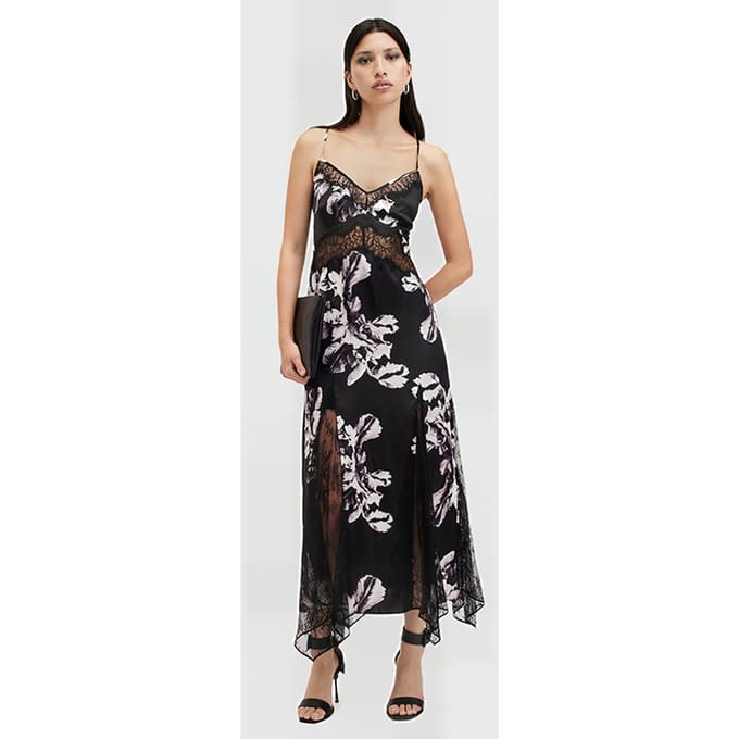 AllSaints Jasmine Dress Monica Black Größe: 2 | Maxikleider Outlet | Damen | Schwarz