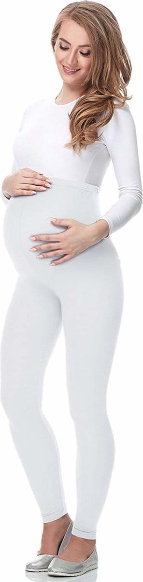 Be Mammy BE-Leggings-02 Dames Zwangerschapsleggings - Lang - Viscose - Elasthan - Wit - XL