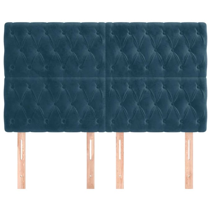 vidaXL - Hoofdbord - donkerblauw - 160x7x118/128 - cm - fluweel