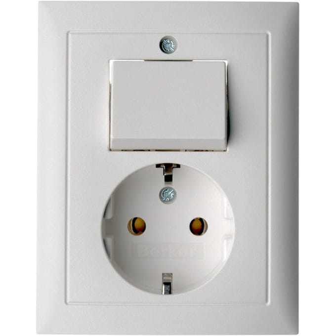 Hager Berker S1 Combinatieschakelaar Stopcontact Polair Wit Mat - 6143561949