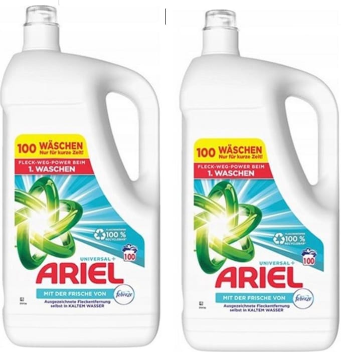 2x Ariel Febreze vloeibaar wasmiddel 100 wasbeurten