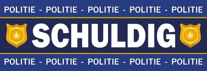 Politie schuldig sticker 6 x 19 cm