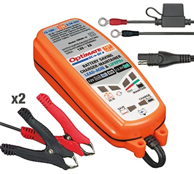 DC naar DC 12V Acculader en Druppellader - 6-Traps, 2A voor Lood-zuur en Lithium Accu's