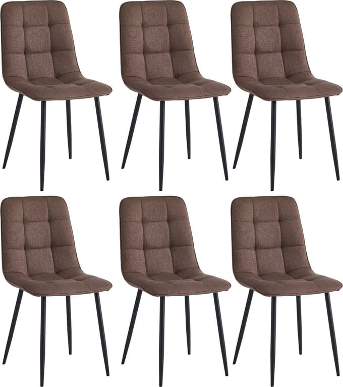 Colenis - Ela Eetkamerstoel - Set Van 6 - Bruin - Linnen - Design