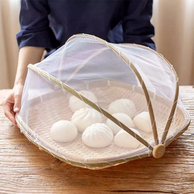 bamboe tentmand met deksel, groenten/fruit, brood, opbergmand (Vierkant28 cm)