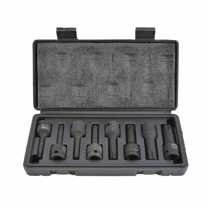 AWTools - Torx Impact Socket Set - 8 stuks - Cr-Mo Staal - Zwart Fosfaat