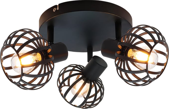 Olucia - LIEVE - Plafondlamp - Zwart - 3L - Vorm: Rond