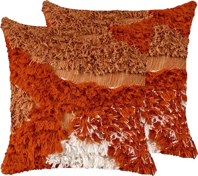 SAGENIA - Sierkussen set van 2 - Oranje - 45 x 45 cm - Polyester