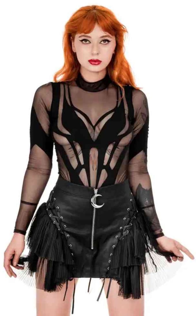 Restyle - Livia Waxed Korte rok - 3XL - Zwart