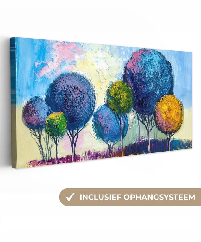 Canvas - Olieverf - Bomen - Schilderij - Kunst - Natuur - 160x80 cm - Muurdecoratie