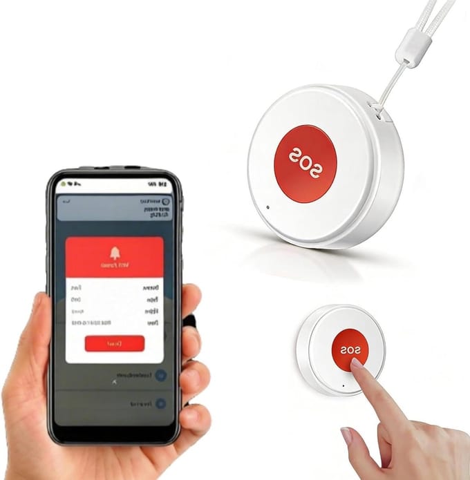 Noodoproep Systeem - Zorg Pager - Veiligheid Thuis - Gratis App Meldingen - 47 gram - Wit