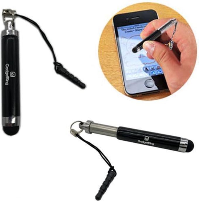 Mini stylus pen - zilver kleur, inschuifbaar & klikbaar in smartphone
