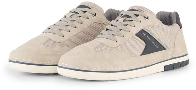Tom Tailor - Sneakers met mesh inzetstukken - Maat 44 - stone