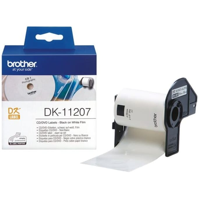 Brother DK-11207 Etiket Zwart op wit (58 mm x 58 mm) (DVD/CD)