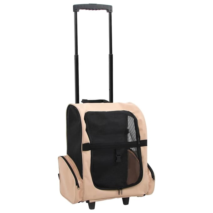 vidaXL - Huisdierentrolley - inklapbaar - zandkleurig