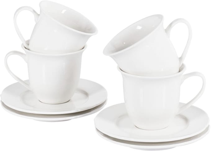 ELDERBERRY - Kop en schotel set van 4 - Wit - Porselein