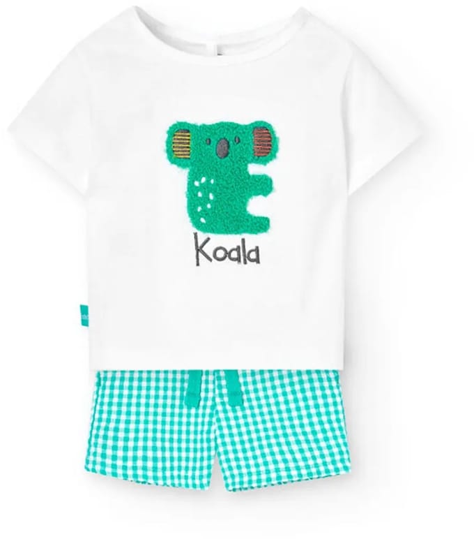 Boboli Knit Combined Korte Mouw Set Wit 1 Months Jongens,Meisjes