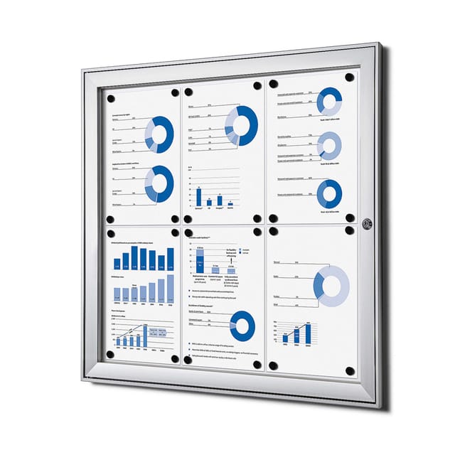 Vergrendelbaar notitiebord indoor zilver 6x a4