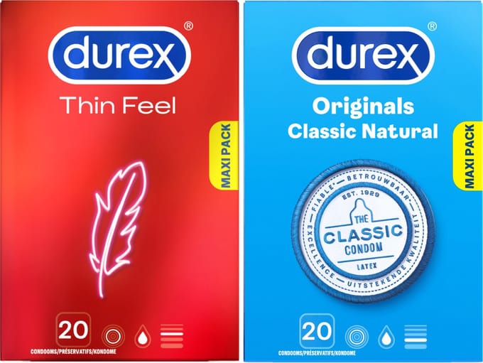Durex - 40 Condooms - Classic Natural 20st - Thin Feel 20st