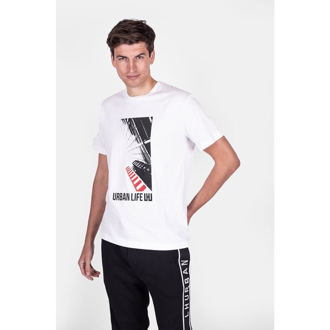 Les Hommes T-shirt Urban Life LHU Mannen Wit