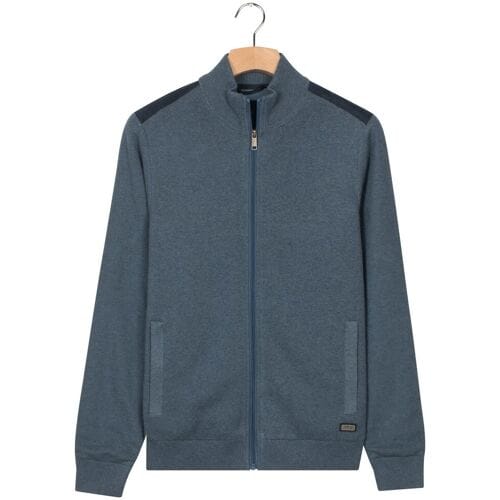 Baileys Vest Cotton Cashmere Lined Cardigan Zip Structure Knit Mid Denim Blue / male