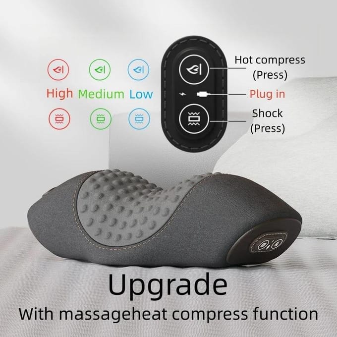 Multifunctioneel Nek- en SchouderMassagekussen met Warmtefunctie Draagbaar Rugknedend Diepweefsel Ontspanning Massagetool black