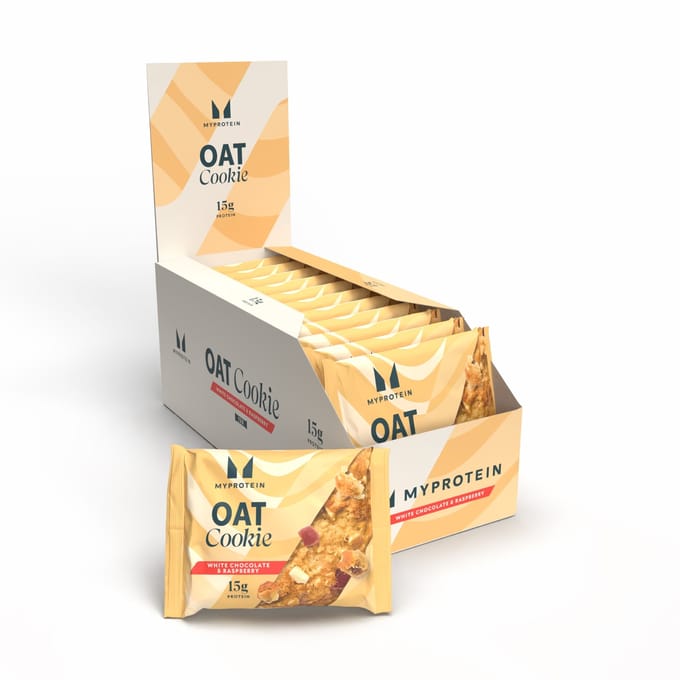 Baked Protein Cookie - 12 x 65g - White Chocolate and Raspberry (Oat)