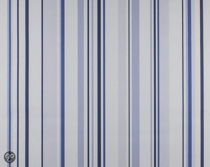 Dutch Wallcoverings behang streep - blauw/wit